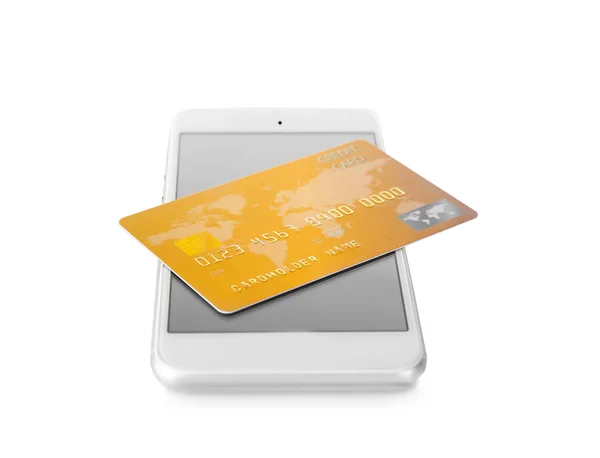 Smartphone with credit card — Stock Photo, Image