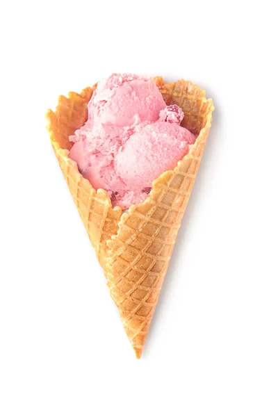 Fruit ice cream in waffle cone — Stock Photo, Image