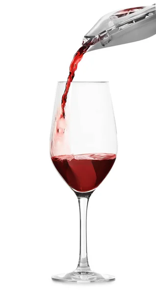 Pouring red wine into glass — Stock Photo, Image