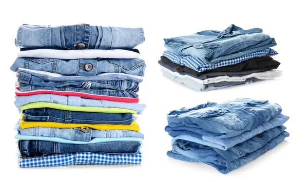 Stacks of folded clothes — Stock Photo, Image