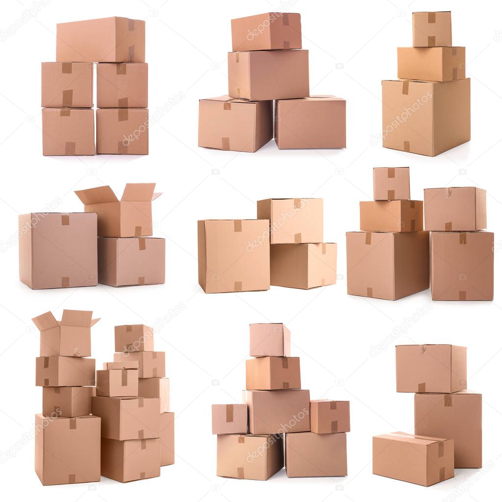 Cardboard boxes on white  
