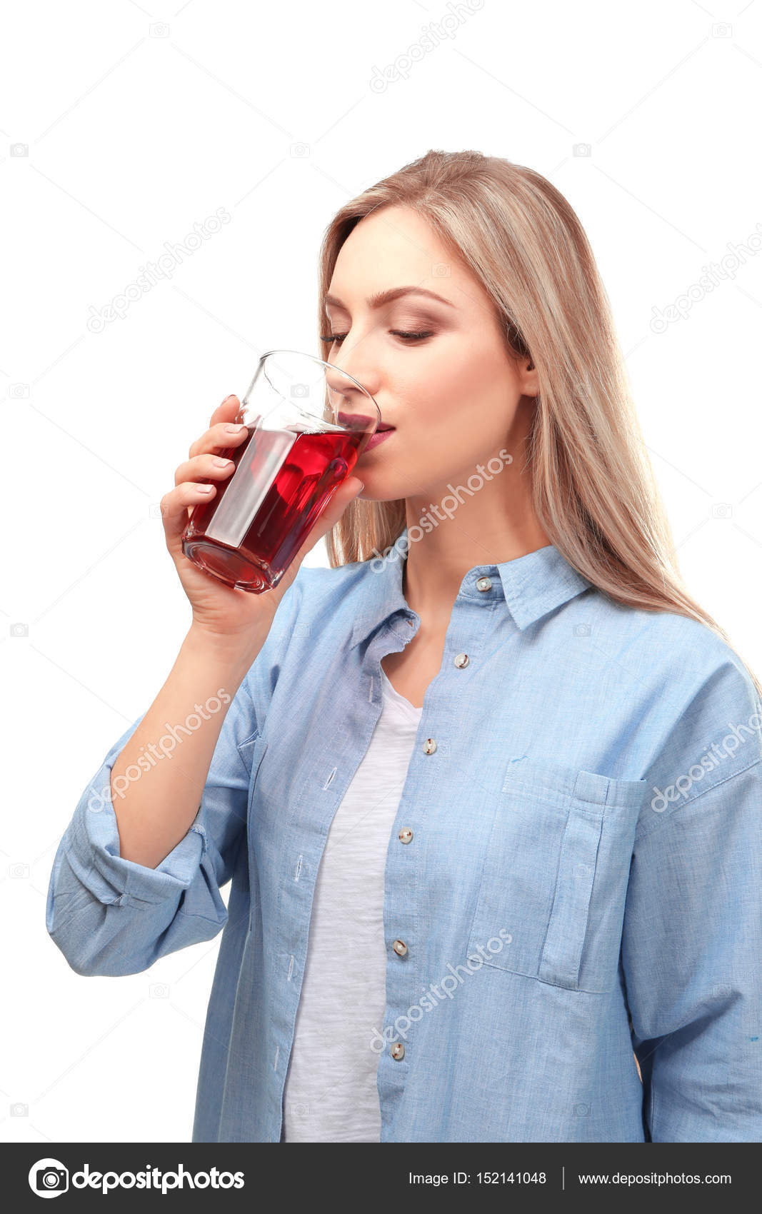 Beautiful Woman Drinking Fresh Stock Photo By ©belchonock 152141048