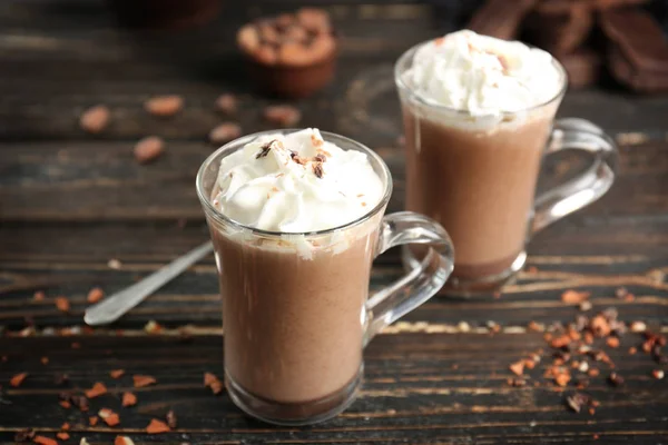 Glass cups of cocoa — Stock Photo, Image