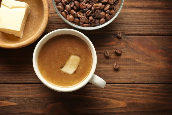 Sammansättning med välsmakande smör kaffe — Stockfoto