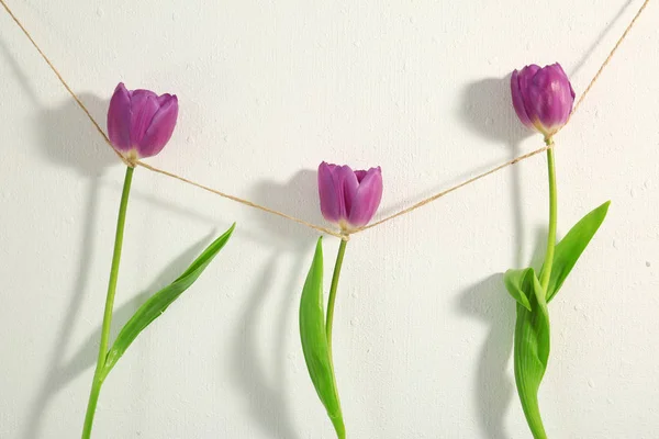 Creative garland z bzu tulipany — Zdjęcie stockowe