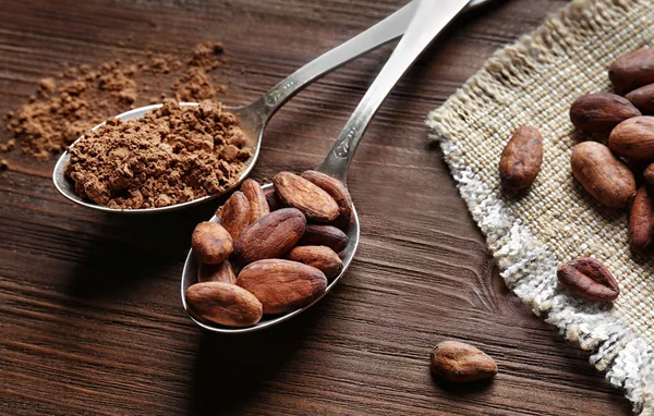 Aromatyczne ziarna kakaowego — Zdjęcie stockowe