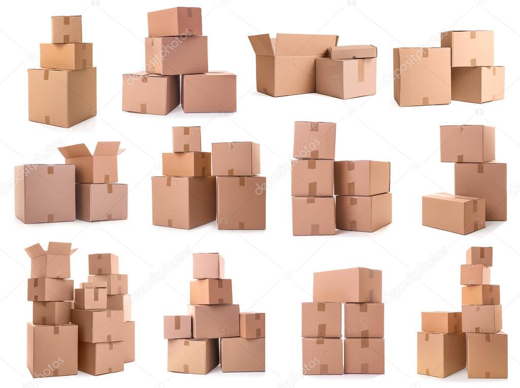 Cardboard boxes on white  