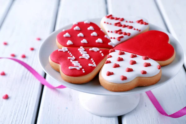 Heart shaped glazed cookies