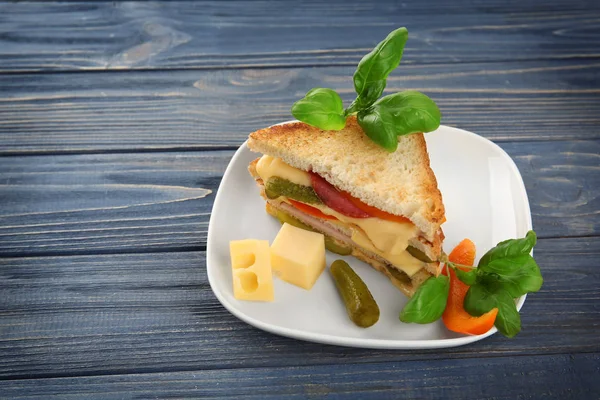 Tasty sandwich with cheese — Stock Photo, Image