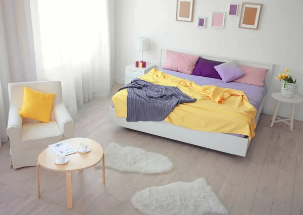 Interior of light bedroom — Stock Photo, Image