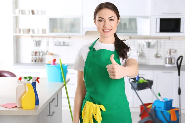 Young female cleaner — Stock Photo, Image