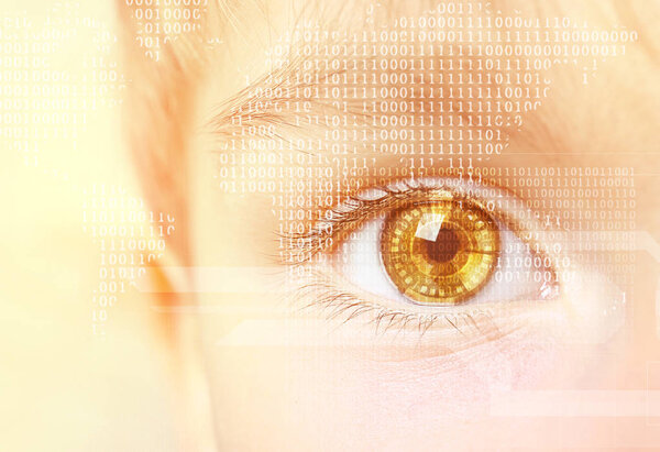 Ophthalmologist concept. Boy's eye, closeup