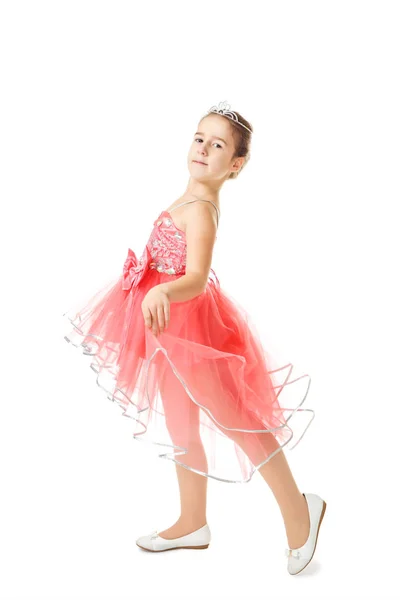 Niedliche Kleine Tänzerin Auf Weißem Hintergrund — Stockfoto