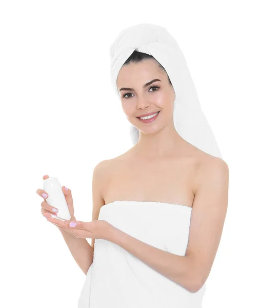 Young woman after bath with cream — Stock Photo, Image