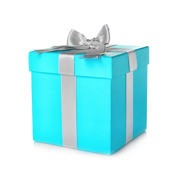 Belle boîte cadeau turquoise — Photo