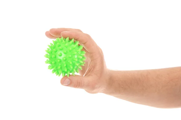 Männerhand mit Spannungsball — Stockfoto