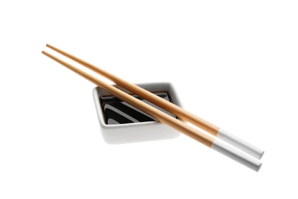 Soy sauce and chopsticks — Stock Photo, Image
