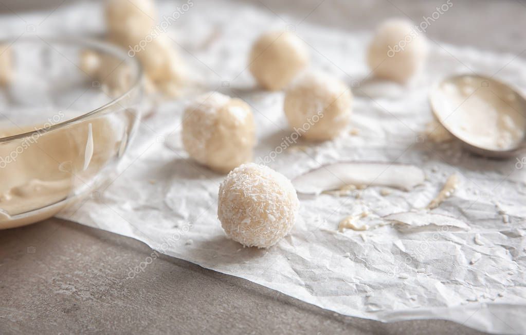 candies in coconut flakes