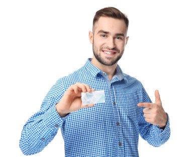 İş kartı ile yakışıklı genç  