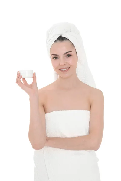 Young woman after bath with cream — Stock Photo, Image