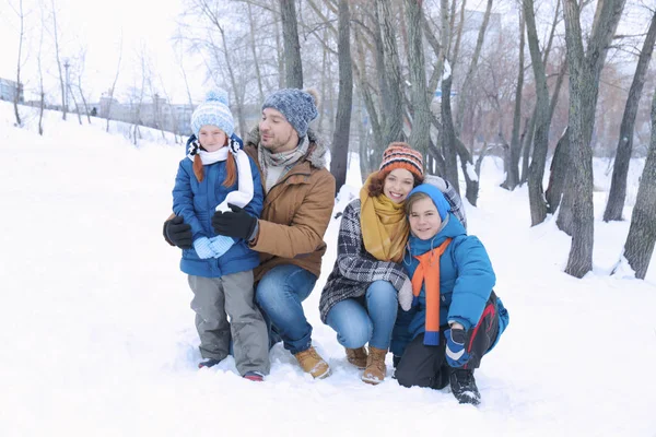 Glückliche Familie im Winterpark — Stockfoto