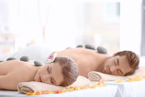 couple relaxing in spa salon