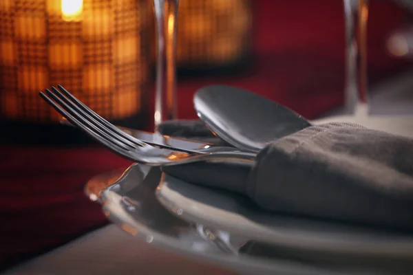 Cutlery set on plate