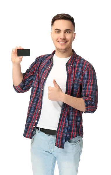 Beau homme avec carte de visite — Photo