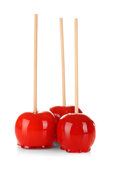 Candy jablka na bílém pozadí — Stock fotografie
