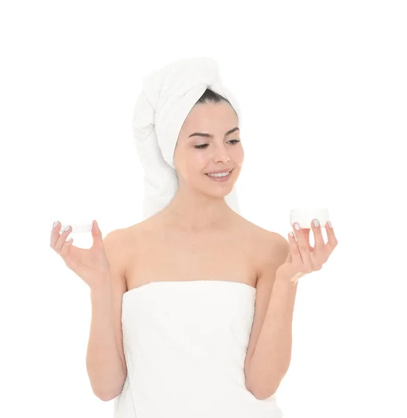 Young woman after bath with cream — Stock Photo, Image