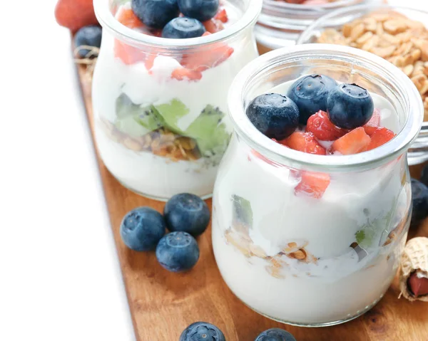 Lezzetli yoğurt ile kompozisyon — Stok fotoğraf
