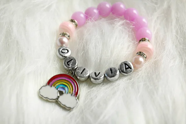 Baby name bracelet — Stock Photo, Image