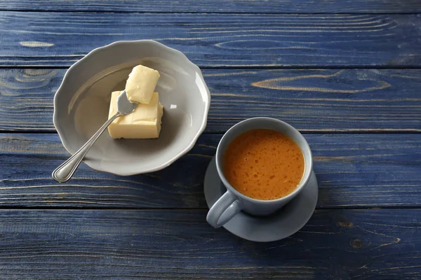 组成与美味的奶油咖啡 — 图库照片