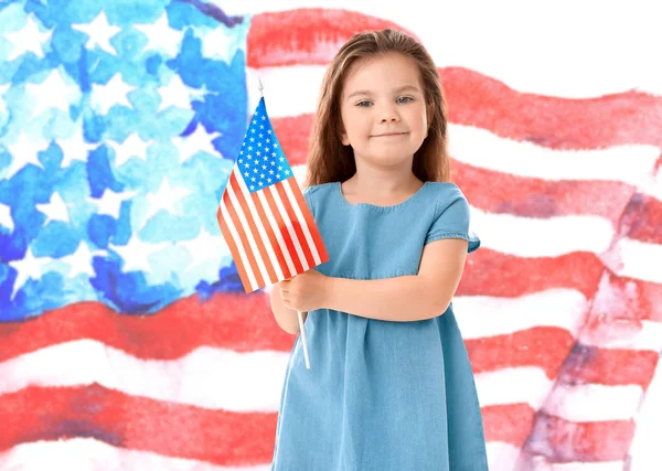 Niña en EE.UU. bandera de fondo — Foto de Stock