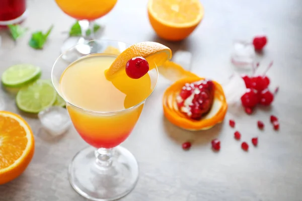 Tequila Sunrise cocktail and ingredients — Stock Photo, Image