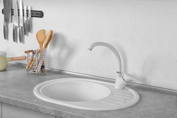 Sink in modern kitchen — Stock Photo, Image