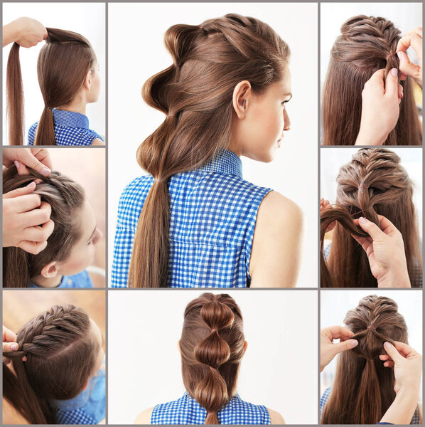 Collage for trendy hairstyle tutorial