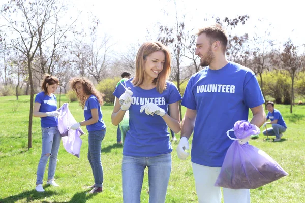 Grupo de voluntarios trabajando en el parque —  Fotos de Stock