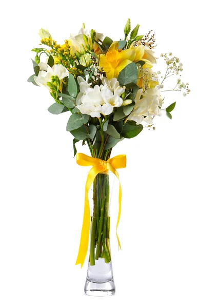 프리 지아 꽃과 함께 아름 다운 부케 — 스톡 사진