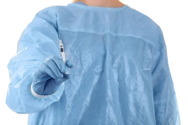 Läkare med medicinska spruta för injektion — Stockfoto