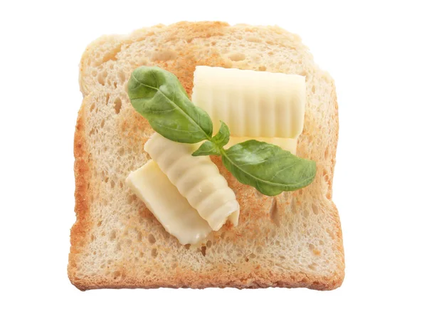 Fatia de pão com cachos de manteiga — Fotografia de Stock