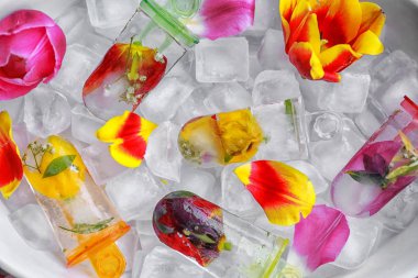 Çiçekli ev yapımı popsicles 