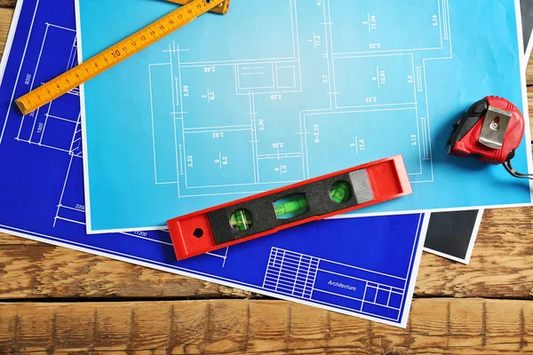 Engineering supplies and blueprints — Stock Photo, Image