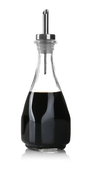 Bottle with tasty soy sauce — Stock Photo, Image