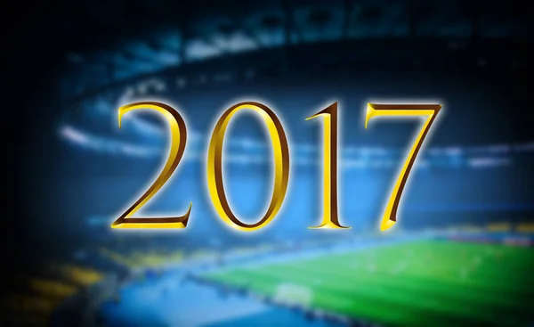 2017 su sfondo sfocato stadio di calcio — Foto Stock