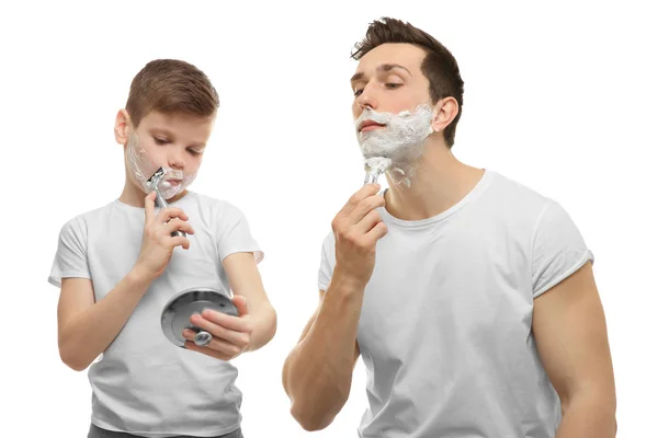 Father and son shaving — Stock Photo, Image