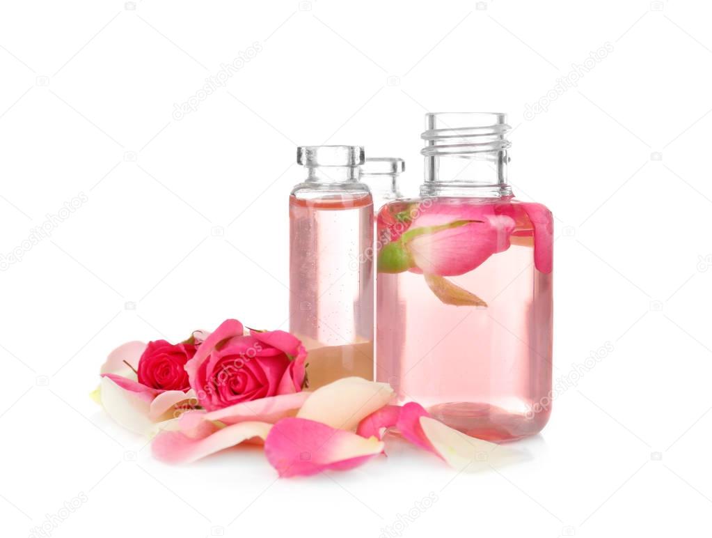  perfume bottles and roses 
