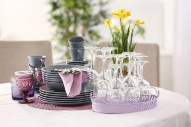 Dishware leylak aksesuarları ile bir set 