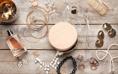 Jewelry accessories in box clipart