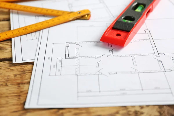 Engineering supplies and blueprints — Stock Photo, Image